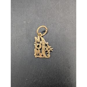 14K Solid Yellow Gold #1 Mom Pendant Charm 0.38g
